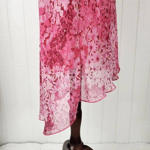 Y2K Dress Pink Floral Chiffon Size 12 believe... Lined Romantic Fairy Whimsical - Picture 14 of 14